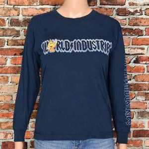 RARE Women's Vintage World Industries Dark Blue Flame Boy Long Sleeve Shirt